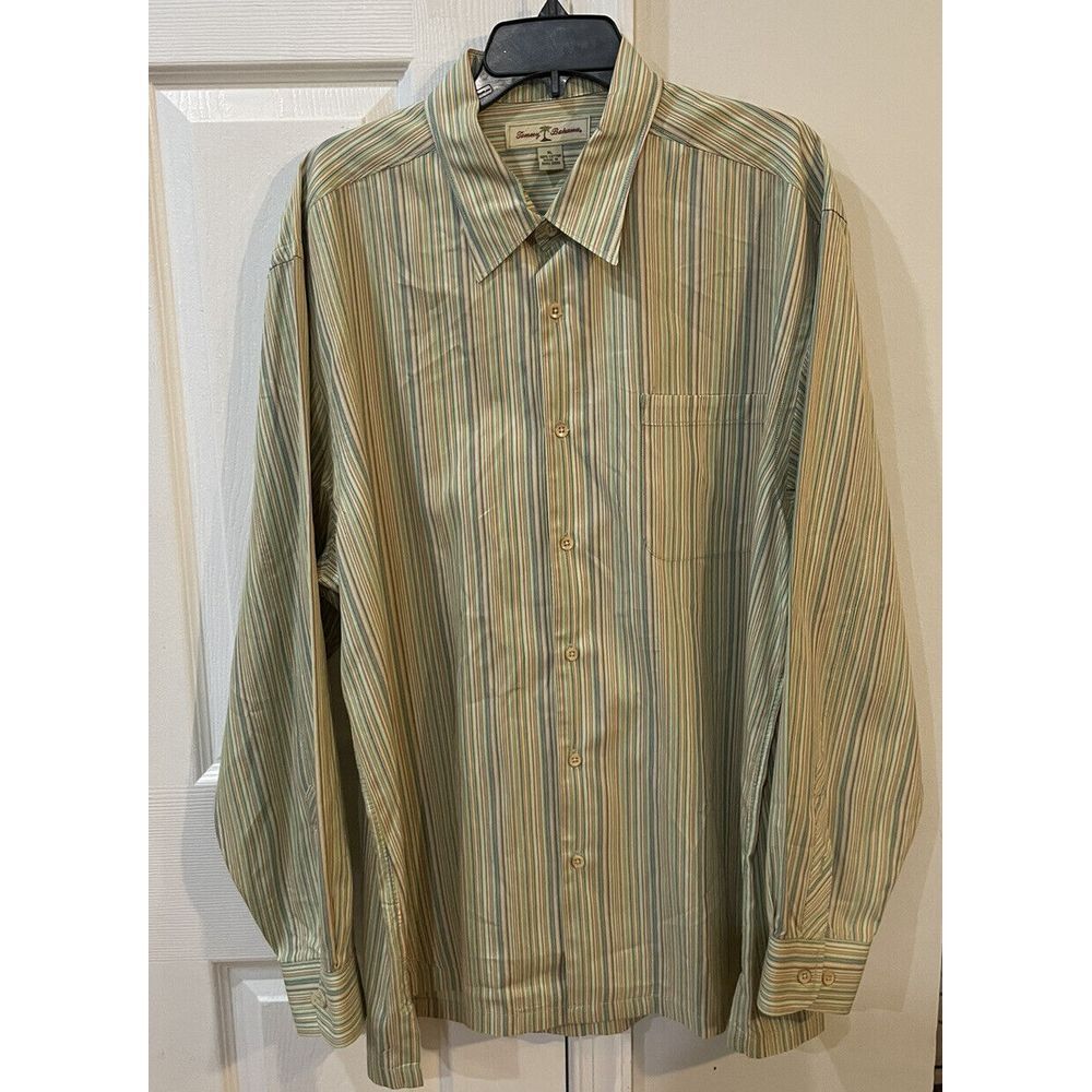 Tommy Bahama Long Sleeve Button Up Shirt Men's Sz XL Stripped Pocket